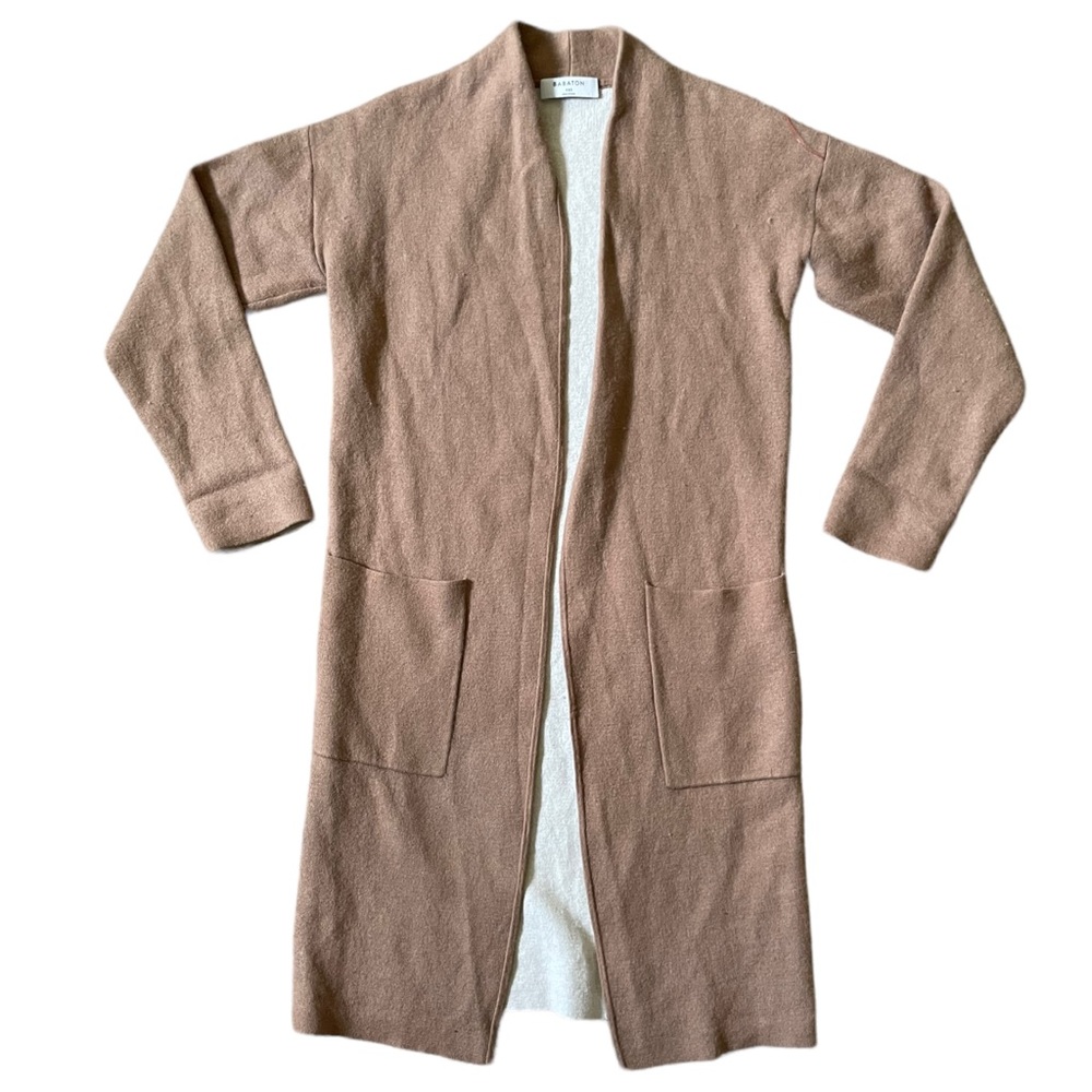 Aritzia Babaton Lance Longline Wool Blend Open Cardigan Camel Size XXS A1